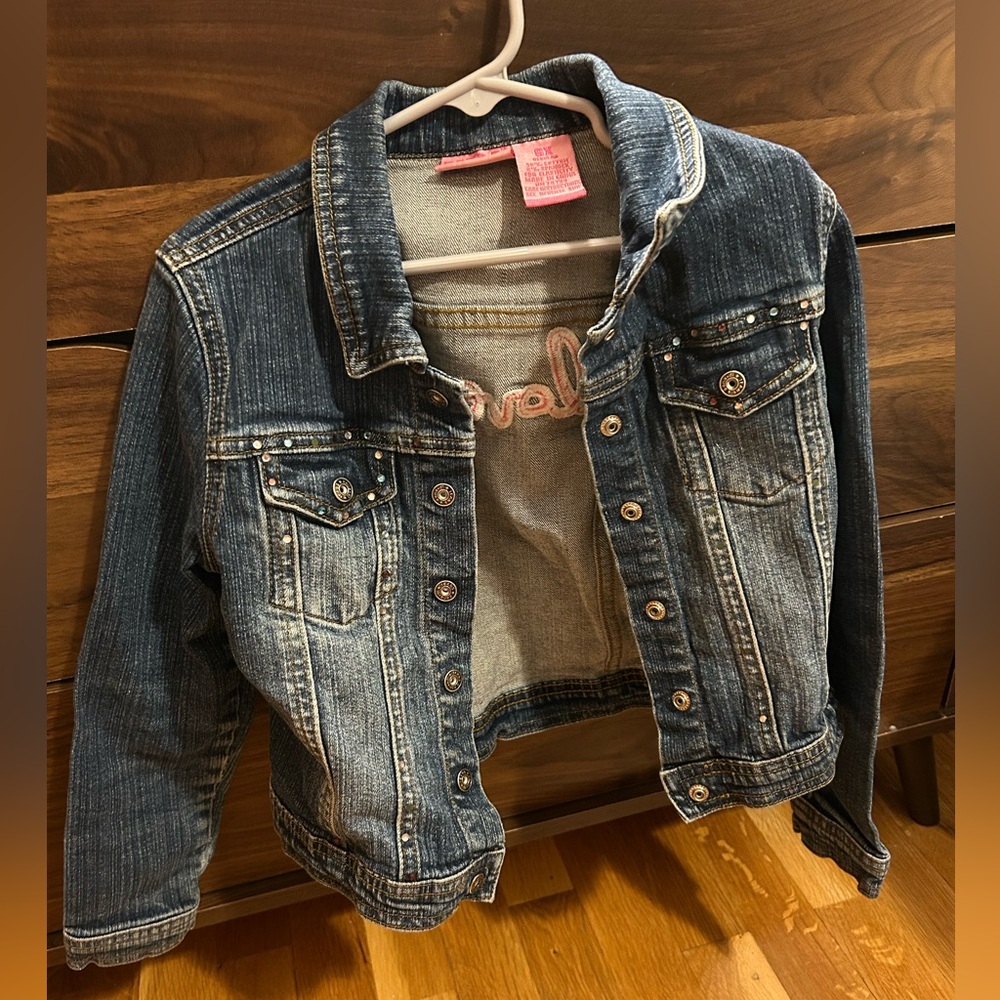 Girl’s Stylish Blue Denim Heart Sparkle Jacket size 6 - Picture 2 of 12
